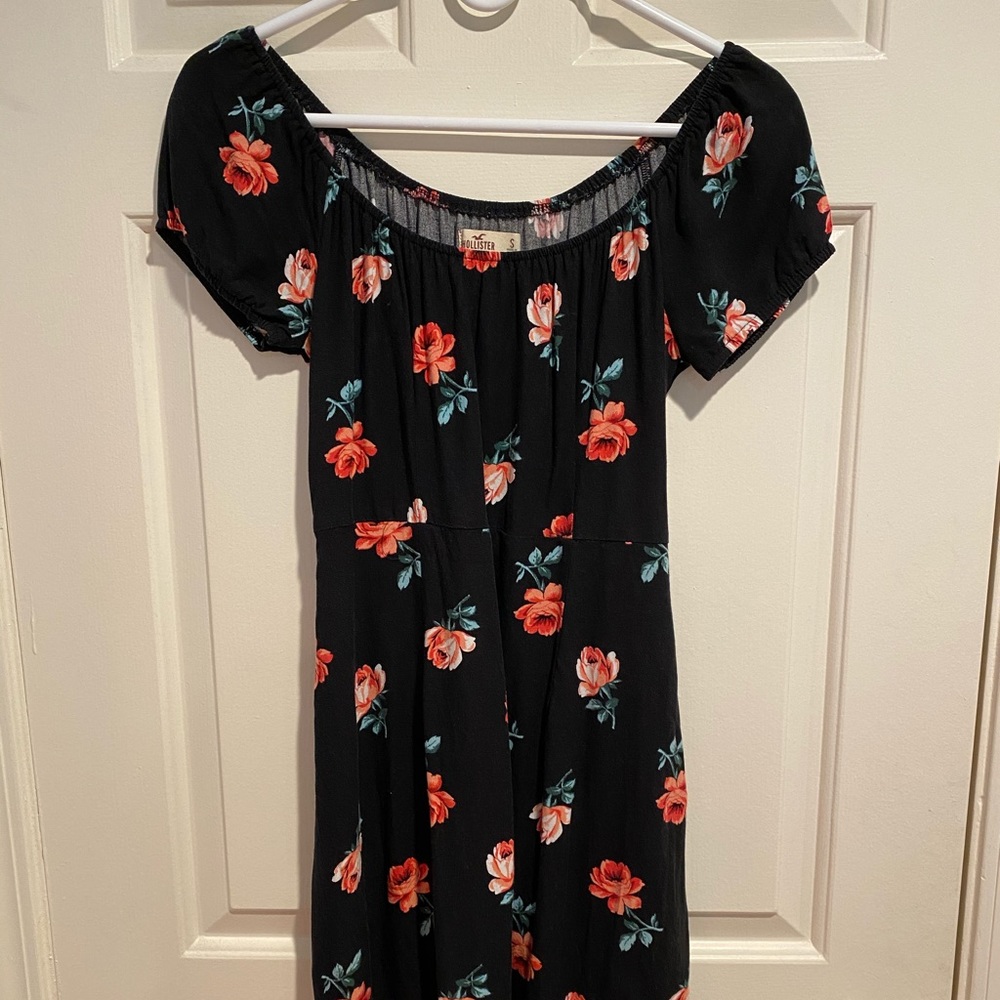 Hollister Black with Rose Pattern Dress